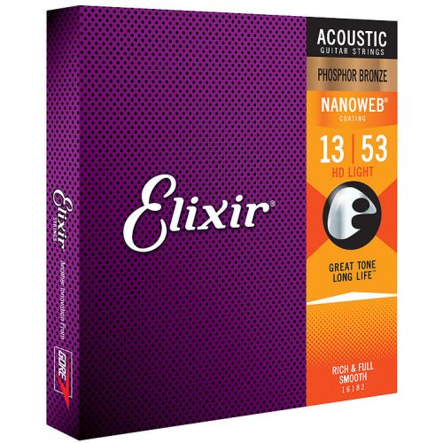 Elixir Nanoweb 16182 Phosphor Bronze HD Light 013-053