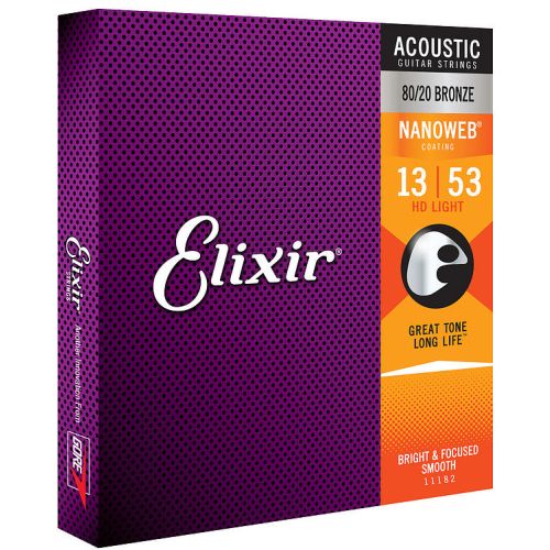 Elixir Nanoweb 11182 80/20 Bronze HD Light 013-053   