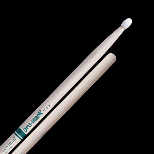 Promark Hickory Drumsticks 747 Rock Natural, Nylon Tip