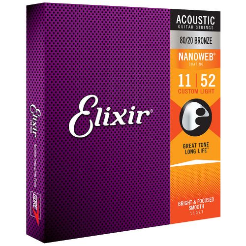 Elixir Nanoweb 11027 80/20 Bronze Custom Light 011-052