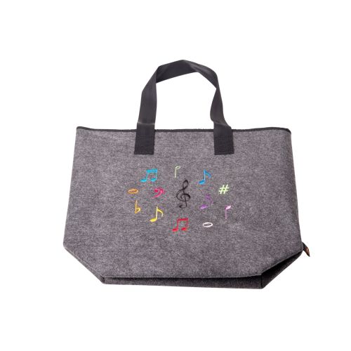 Filztasche Notenmix mit bunt gesticktem Motiv
