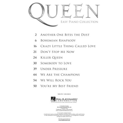 HL139187  Queen Easy piano collection