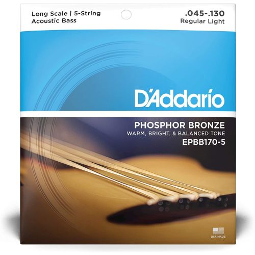 DAddario EPBB170-5 Phosphor Bronze 5-String Acoustic Bass 045-130 Longscale Satz