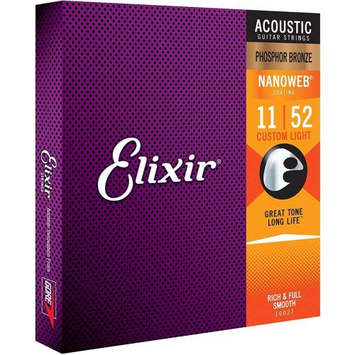 Elixir Nanoweb 16027 Phosphor Bronze Custom Light 011-052