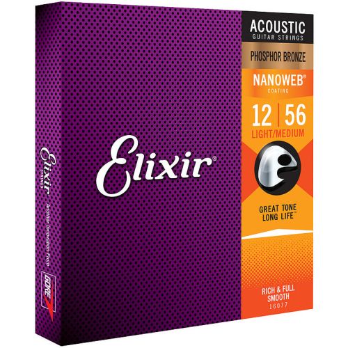 Elixir Nanoweb 16077 Phosphor Bronze Light Medium 012-056  