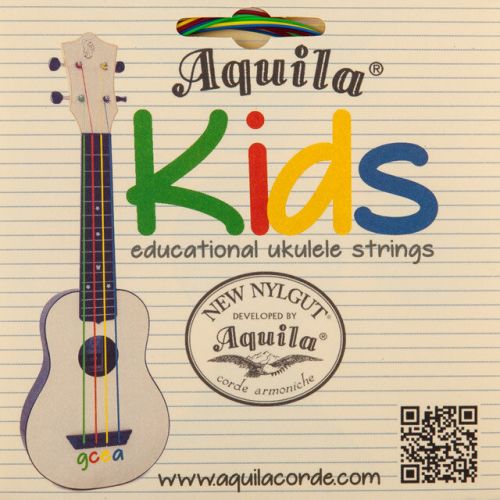 Aquila 160U - Kids - Multi Color Educational Ukulele String Set, Soprano/Concert, high-G