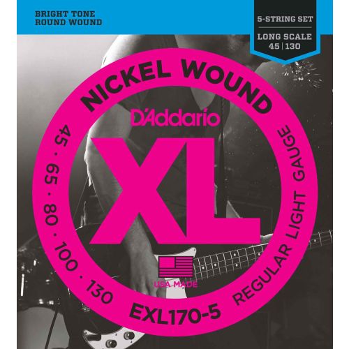DAddario EXL170-5 Nickel Wound 5-String Bass Light 045-130 Long Scale