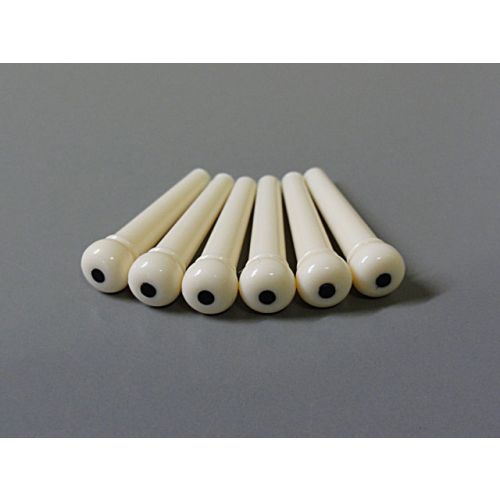 Göldo HW106 Bridge Pins Creme, Black Dot, 6er Set