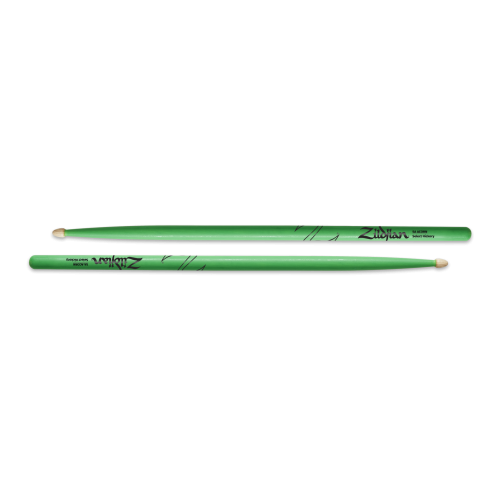 Zildjian Hickory Drumsticks 5A Neon Green, Wood Tip