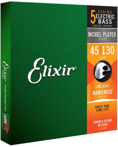Elixir Nanoweb 14202 Electric Bass Nickel Light 5-String 045-130  