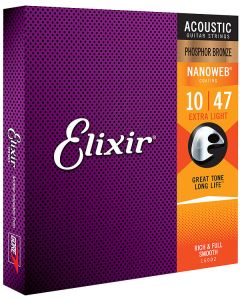 Elixir Nanoweb 16002 Phosphor Bronze Extra Light 010-047