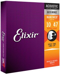 Elixir Nanoweb 11002 80/20 Bronze Extra Light 010-047