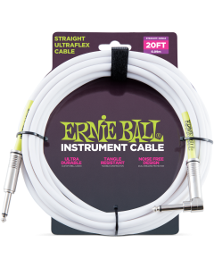 Ernie Ball Instrumentenkabel, gerade/gewinkelt, 6,09m, weiß