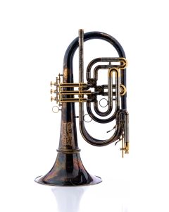 Schagerl Wunderhorn V B-Basstrompete Vintage klar lackiert mit vergoldeten Kleinteilen