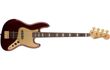 Squier 40th Anniversary Jazzbass Gold Edition Ruby Red Metallic