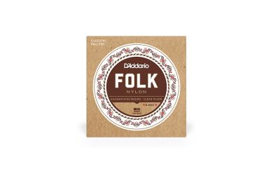 DAddario EJ32C Folk Nylon, Ball End, Silver Wound/Clear Nylon Trebles